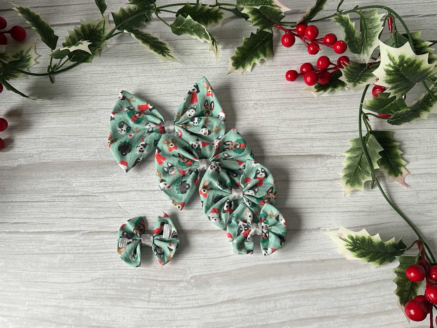 Cotton Pet Bow with collar attachment - Puppy Christmas Party