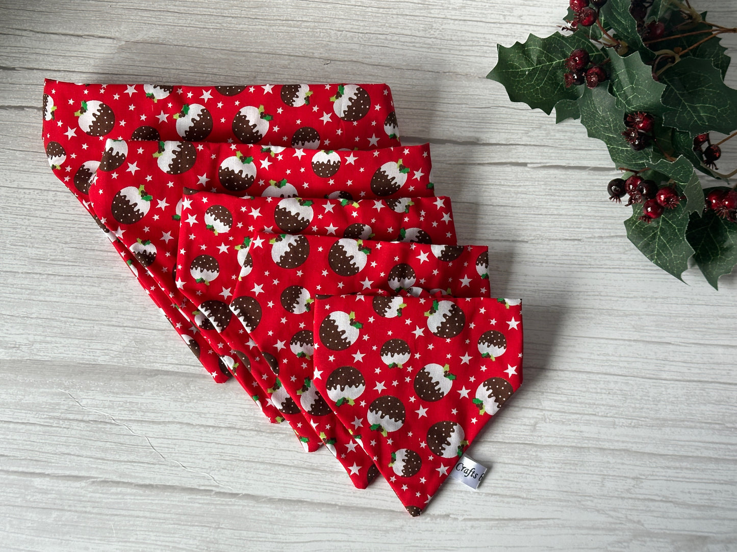 Cotton Pet Scrunchie Bandana - Christmas Pudding