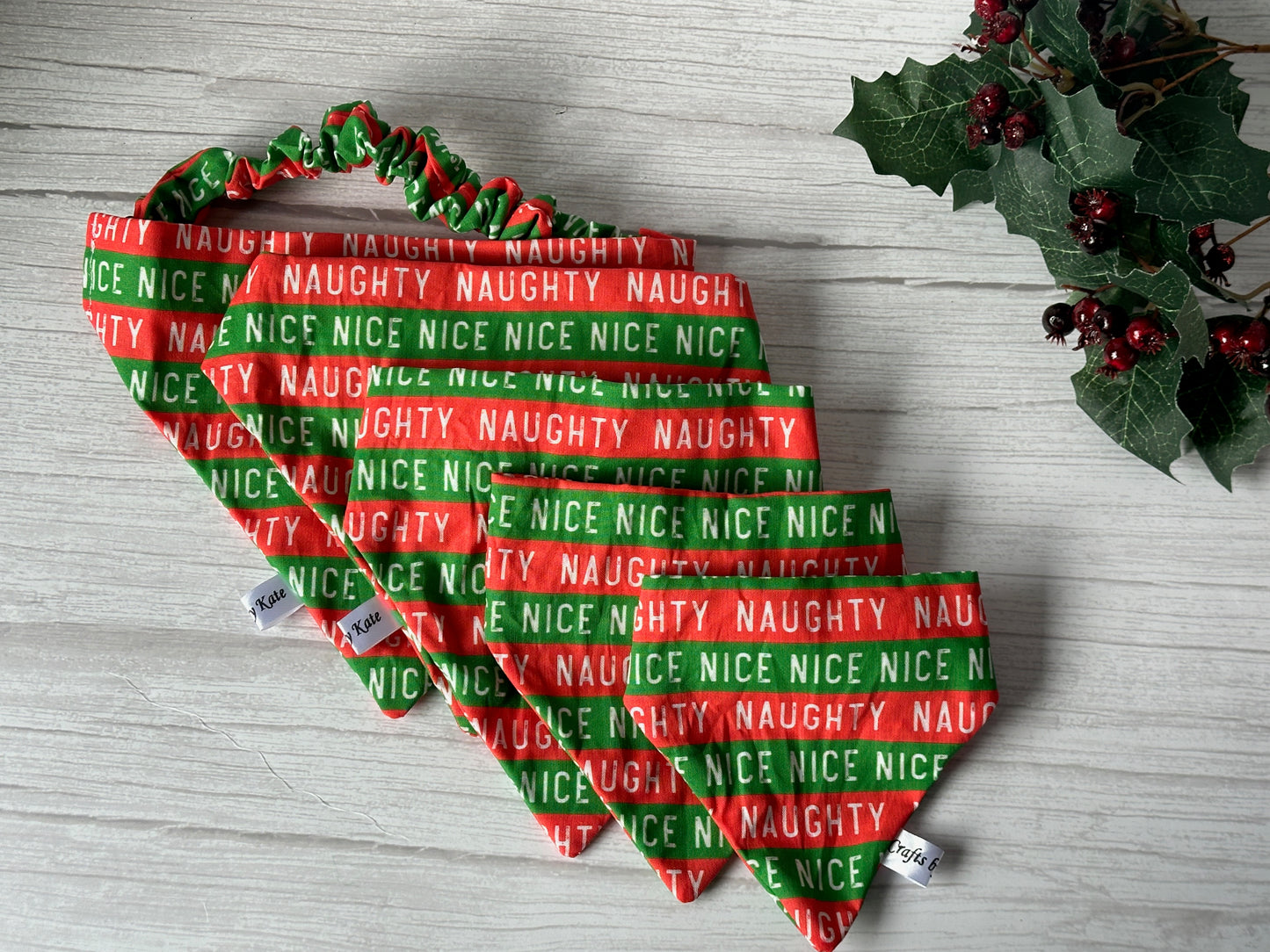 Cotton Pet Scrunchie Bandana - Naughty & Nice