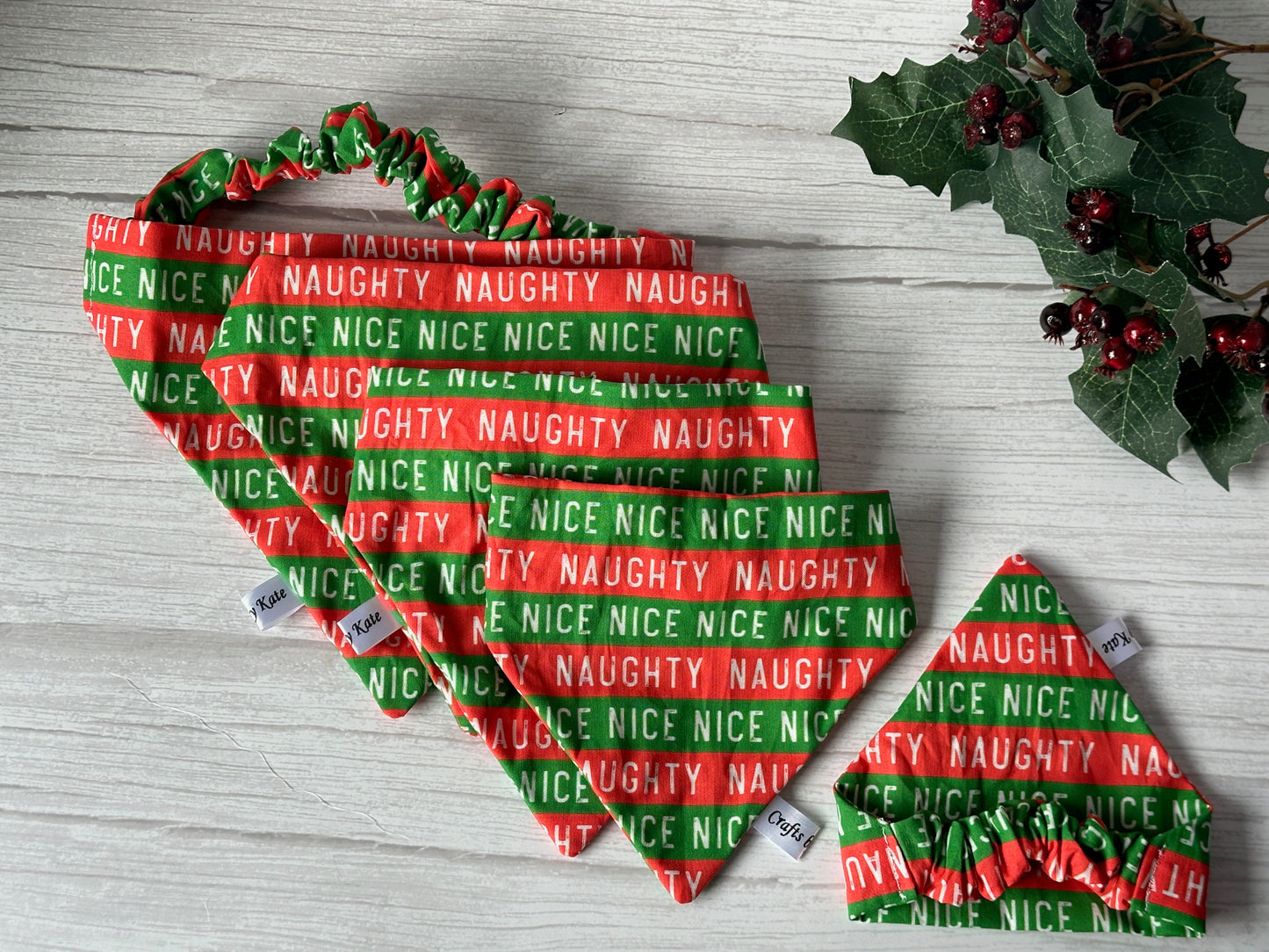 Cotton Pet Scrunchie Bandana - Naughty & Nice