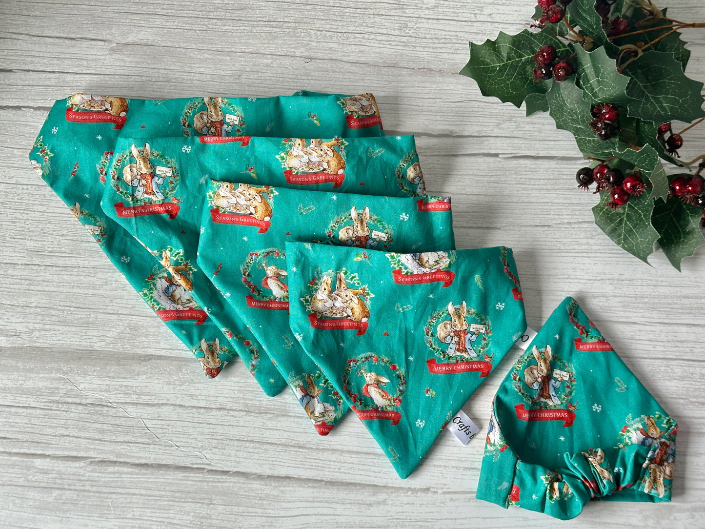 Cotton Pet Scrunchie Bandana - Peter Rabbit's Christmas