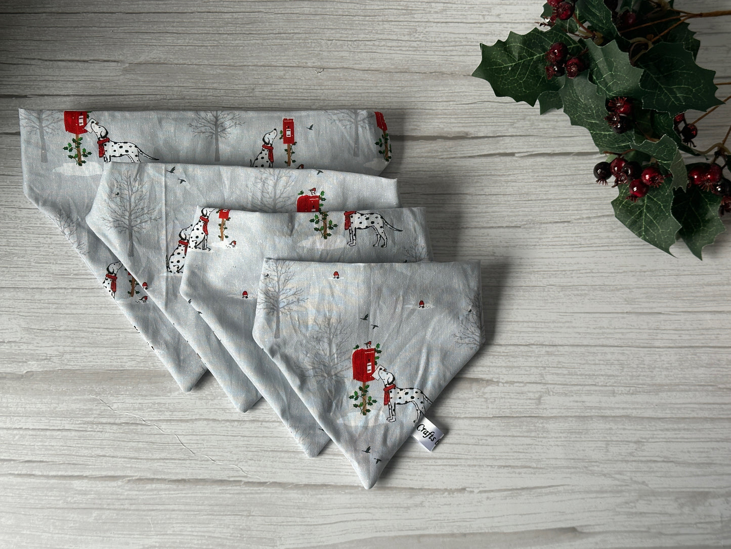 Cotton Pet Scrunchie Bandana - Festive Dalmatians