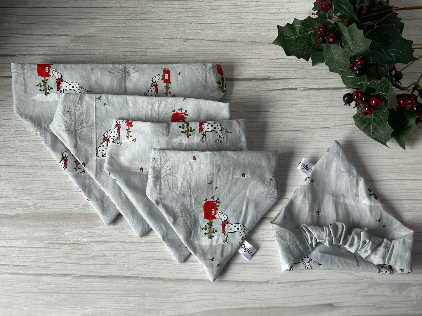 Cotton Pet Scrunchie Bandana - Festive Dalmatians