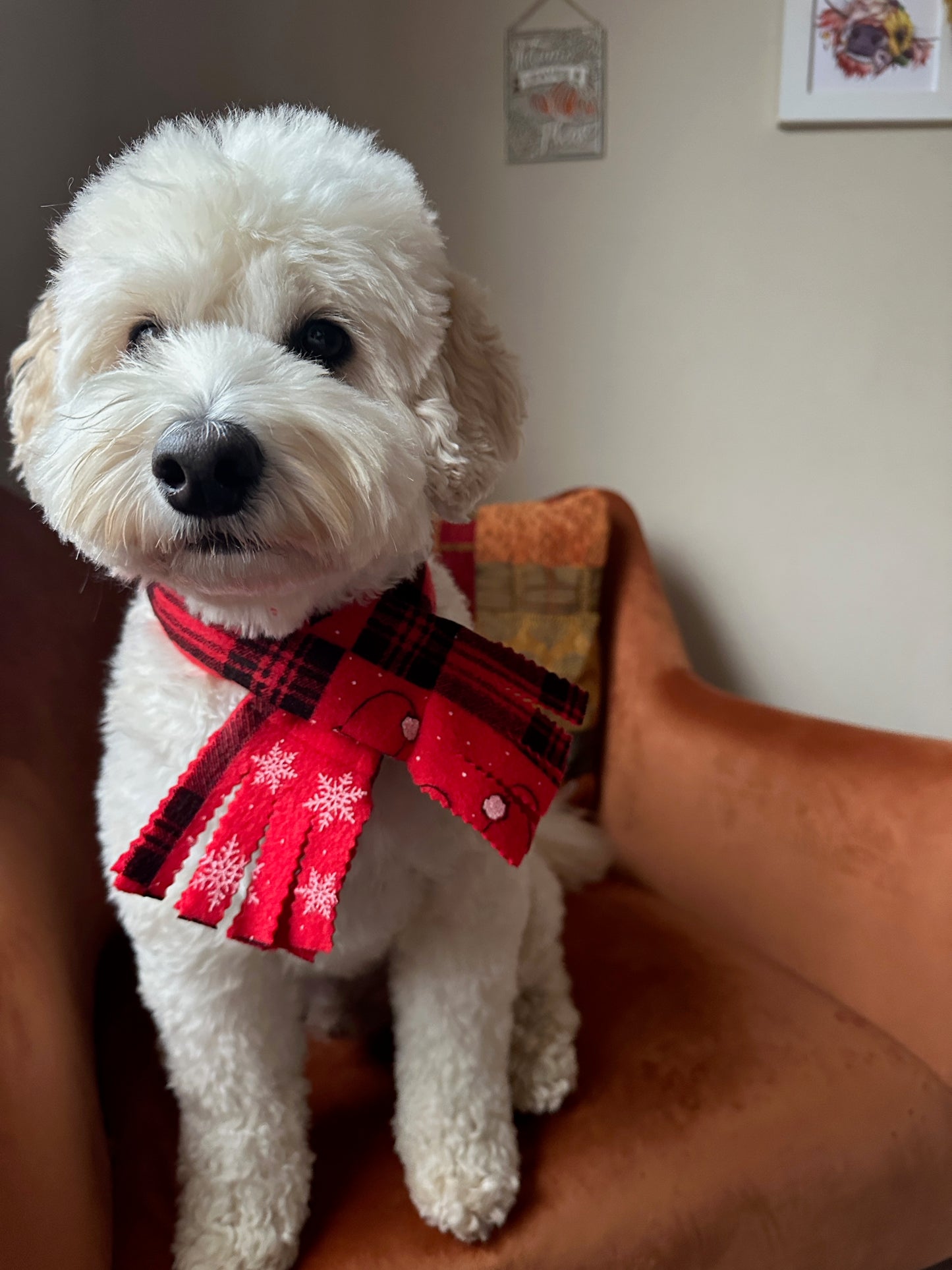 Polar Cotton Fleece Pet Scarf -  Christmas Red