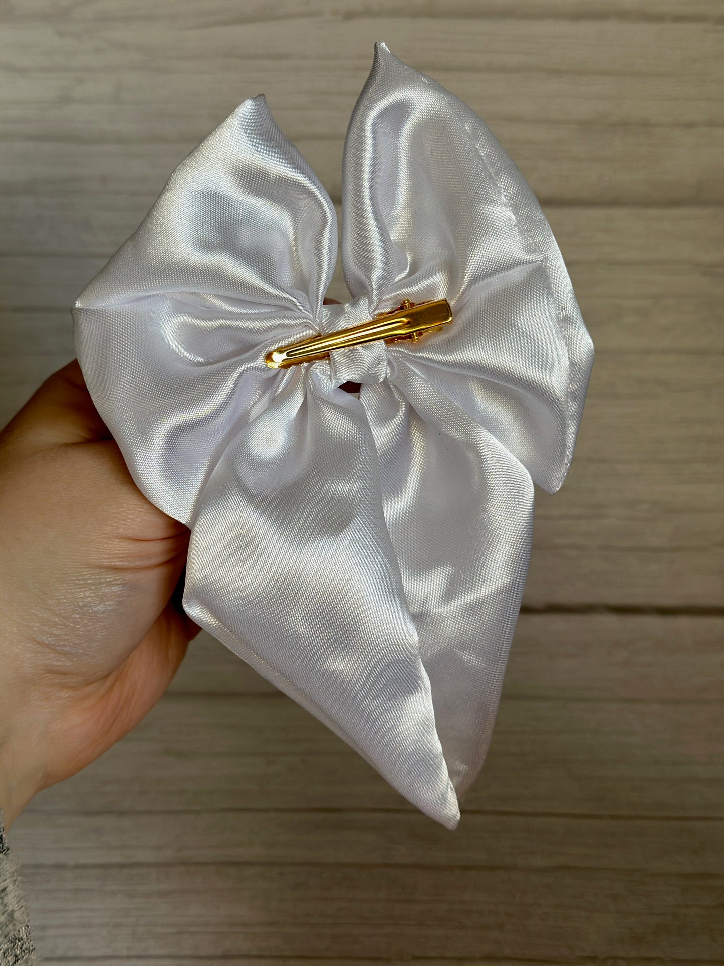 Silk Sailor Bow Clip - Ice White