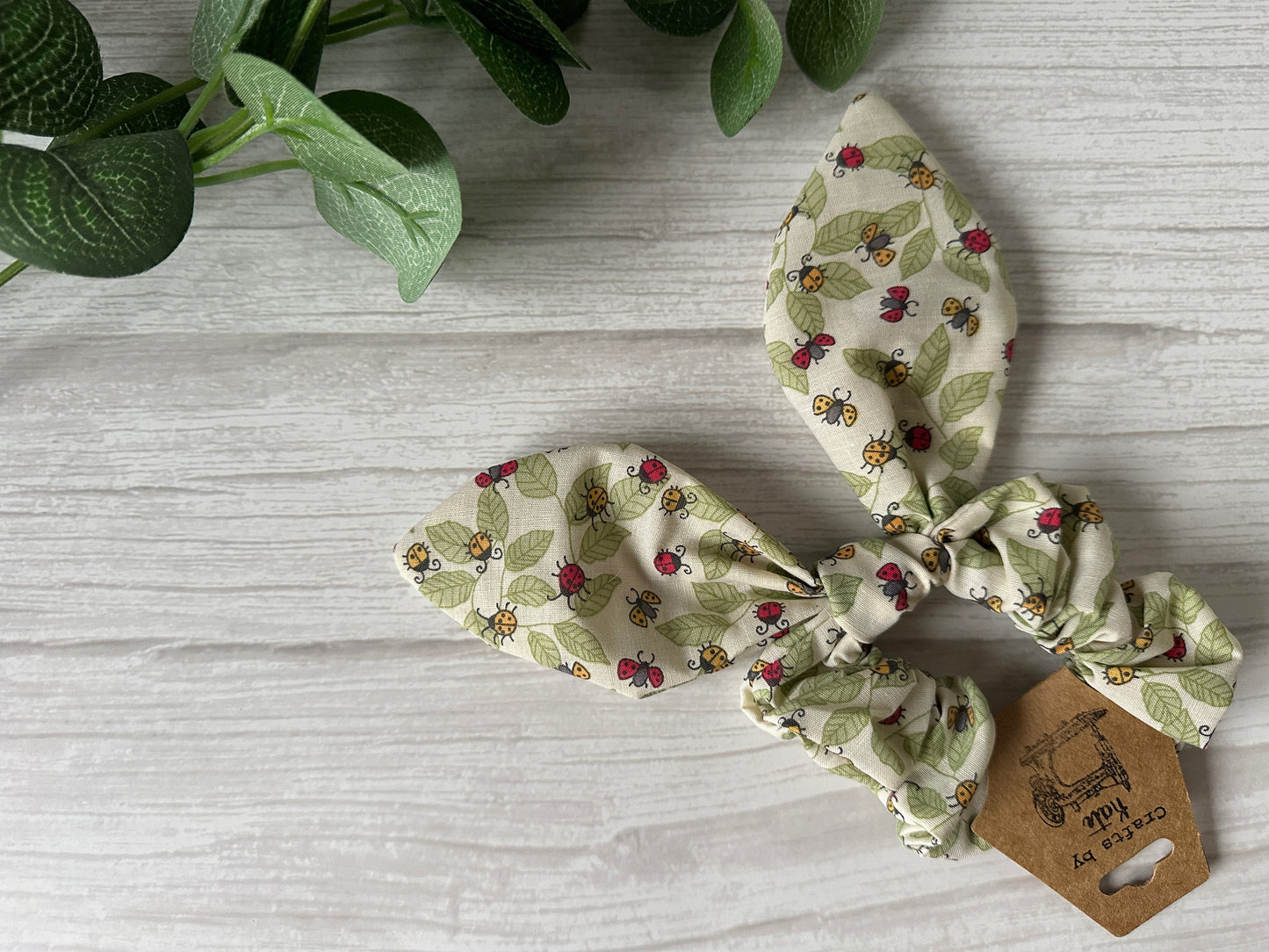 Cotton Scrunchie with tails - Ladybirds Garden