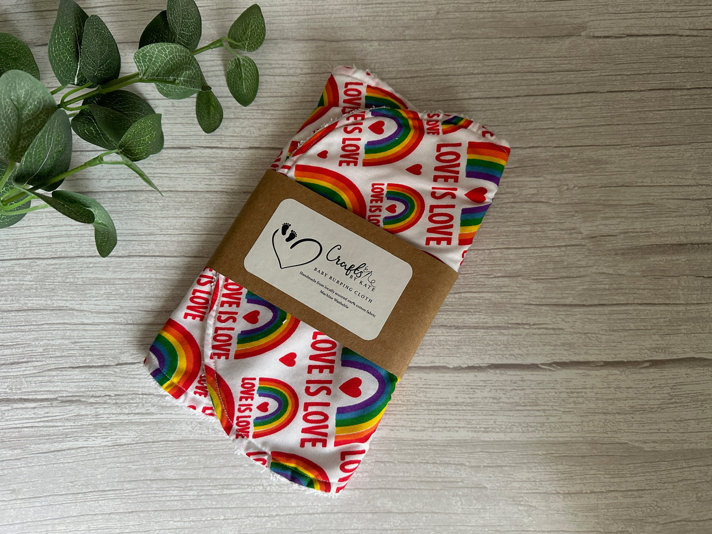 Cotton & Terry Towelling Baby Burping Cloth - Love is Love