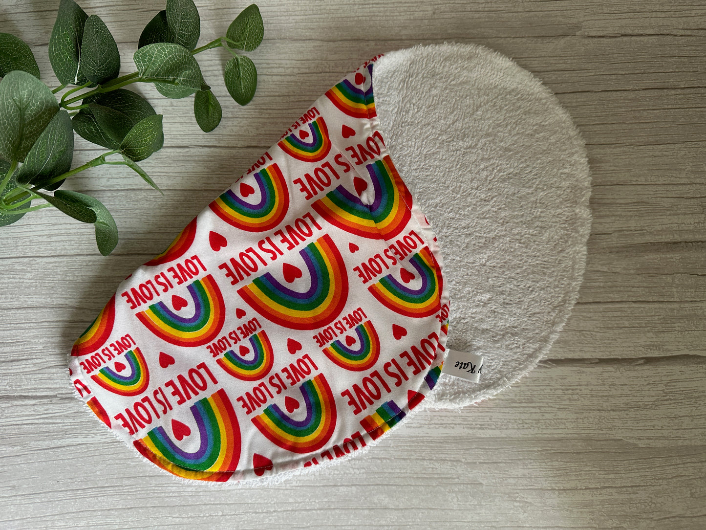 Cotton & Terry Towelling Baby Burping Cloth - Love is Love