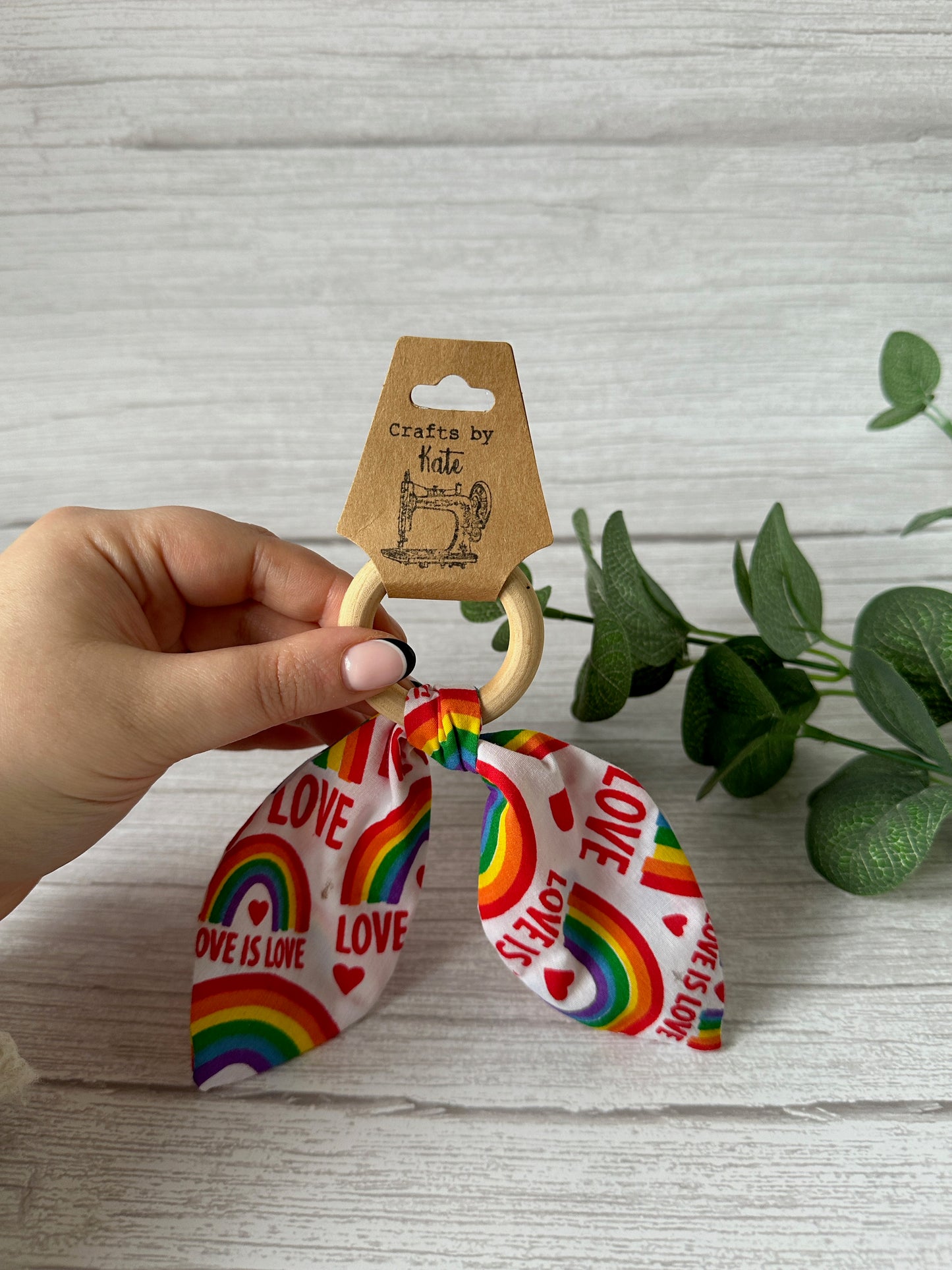 Cotton & Bamboo Baby Teething Rattle - Love is Love