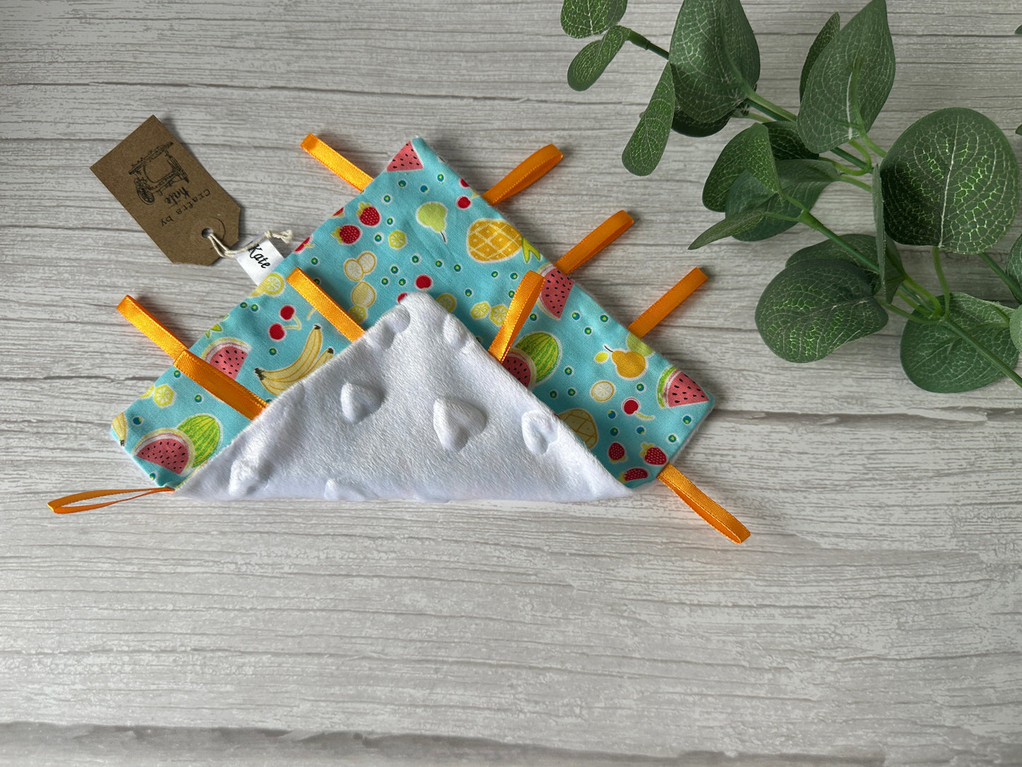 Cotton & Dimple Fleece Baby Taggy Comfort Blanket - Summer Fruits