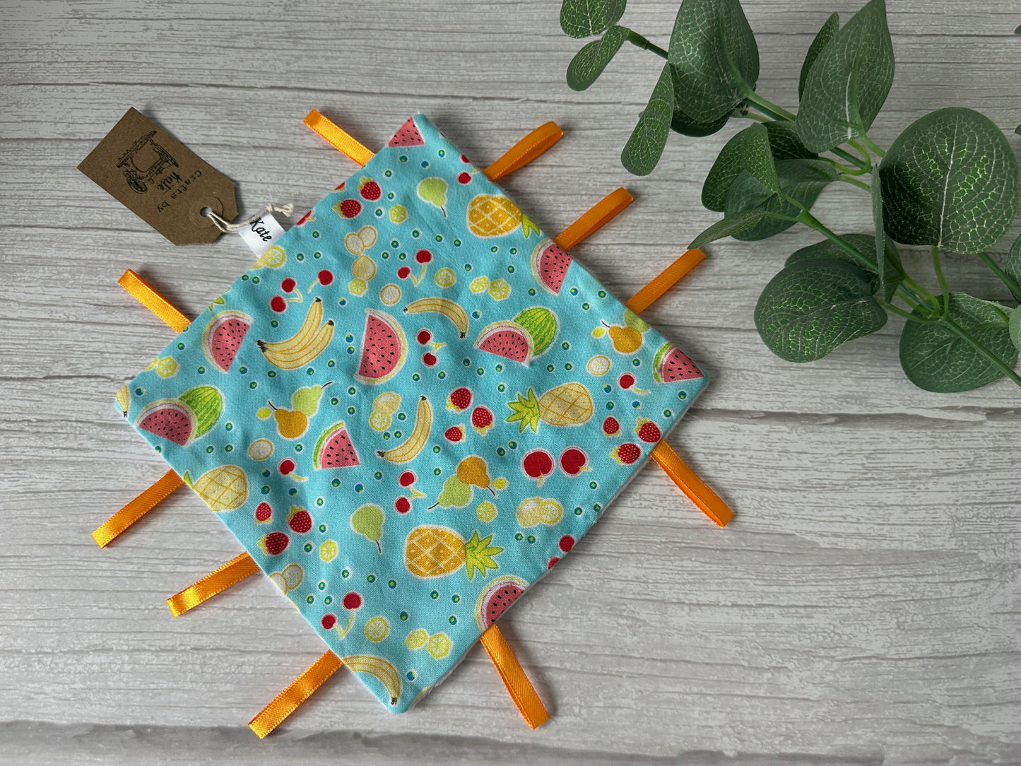 Cotton & Dimple Fleece Baby Taggy Comfort Blanket - Summer Fruits