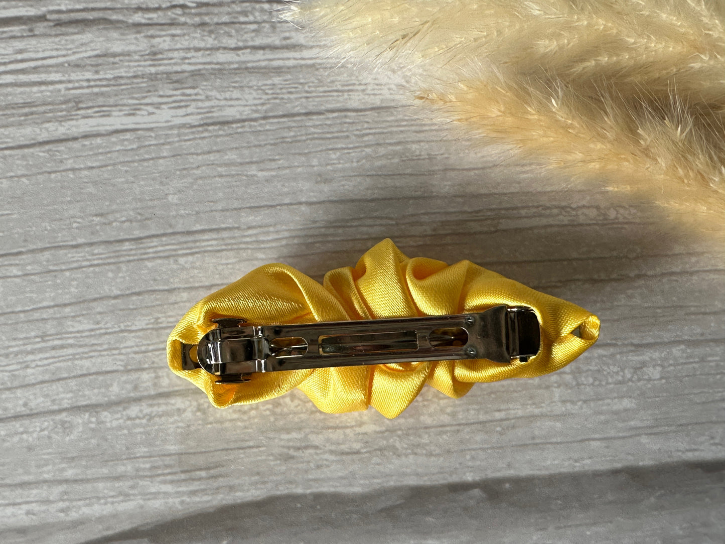 Silk French Barrette Scrunchie Clip - Sunshine Yellow