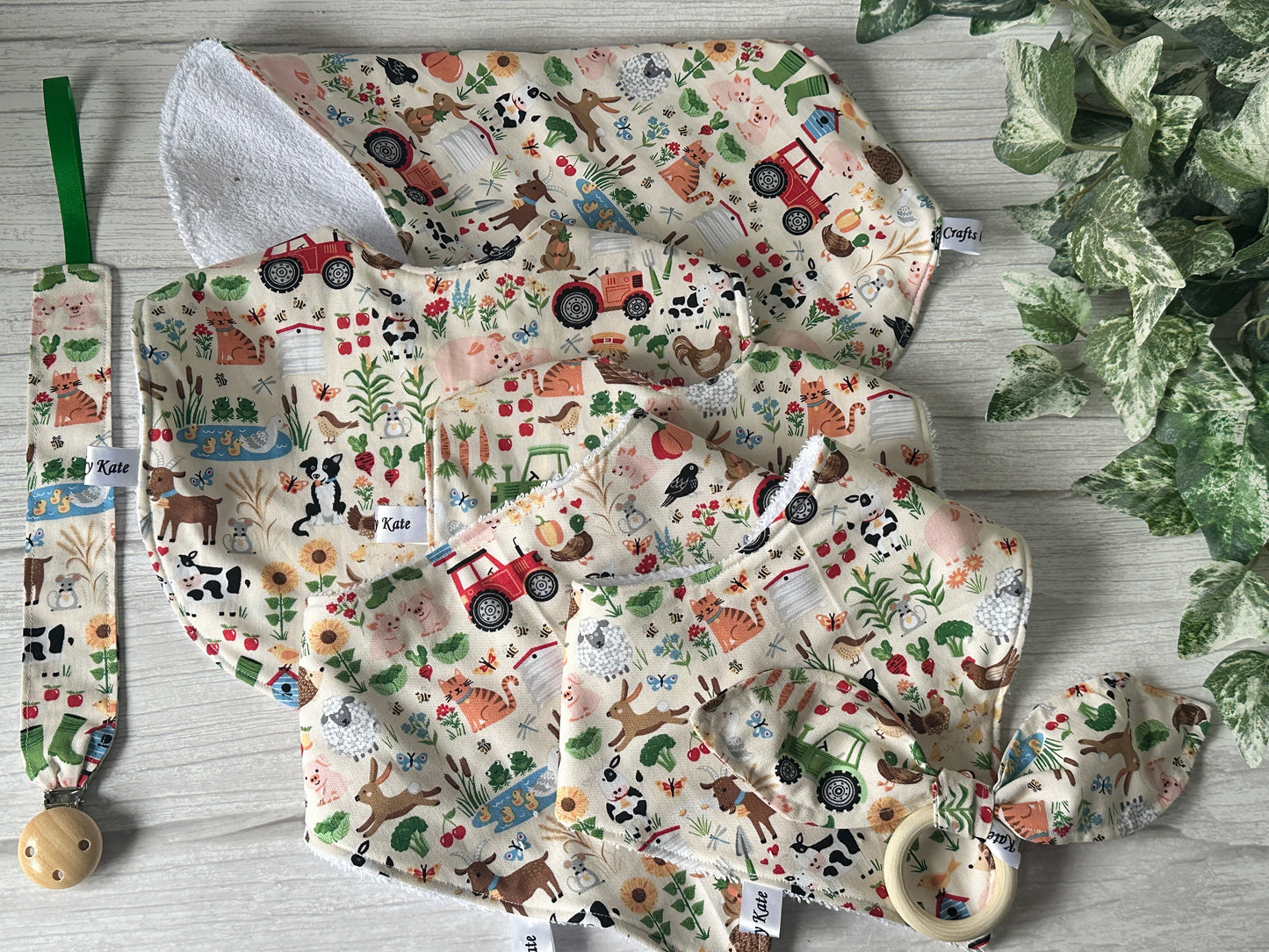 Cotton & Terry Towelling Baby Sets - Farm life