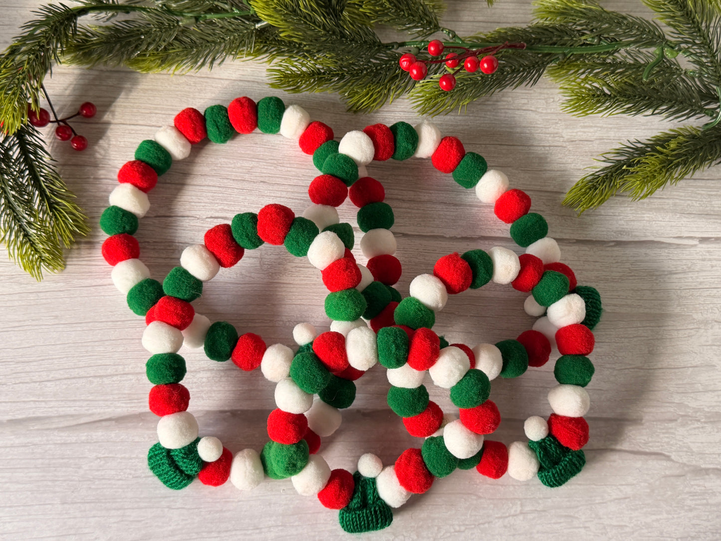 PomPom Pet Collar - Green Winter Hat