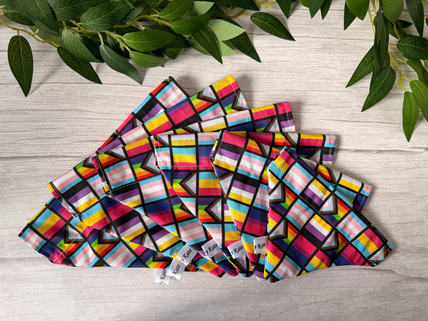 Cotton Pet Bandana with collar attachment - Pride Flags