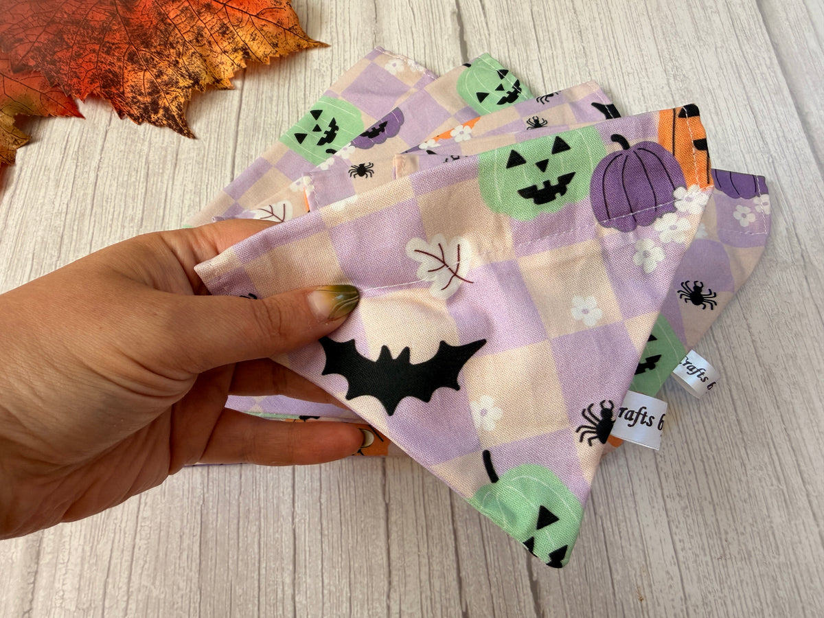 Cotton Pet Bandana with collar attachment - Halloween Picnic