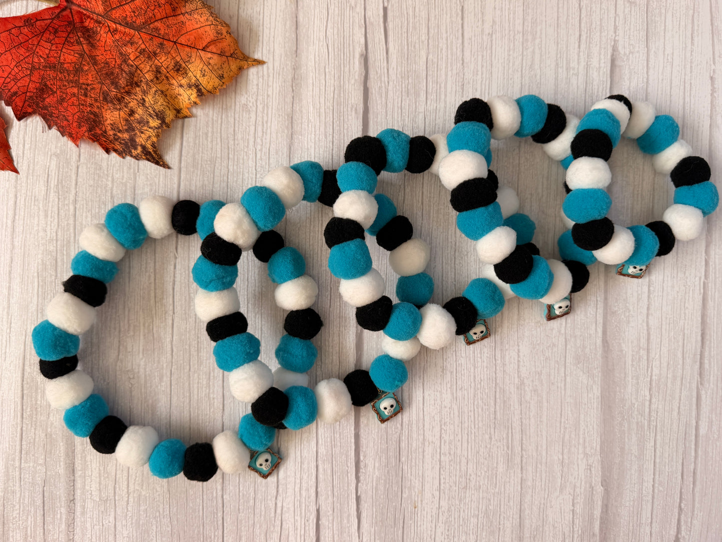 PomPom Pet Collar - Skeleton Art