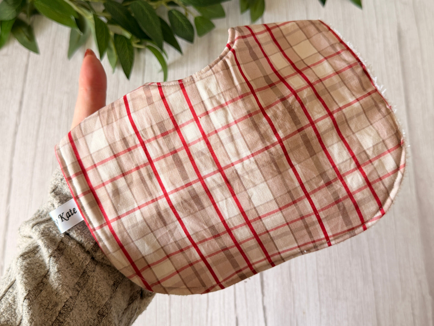 Cotton & Terry Towelling Baby Bibs - Tartan