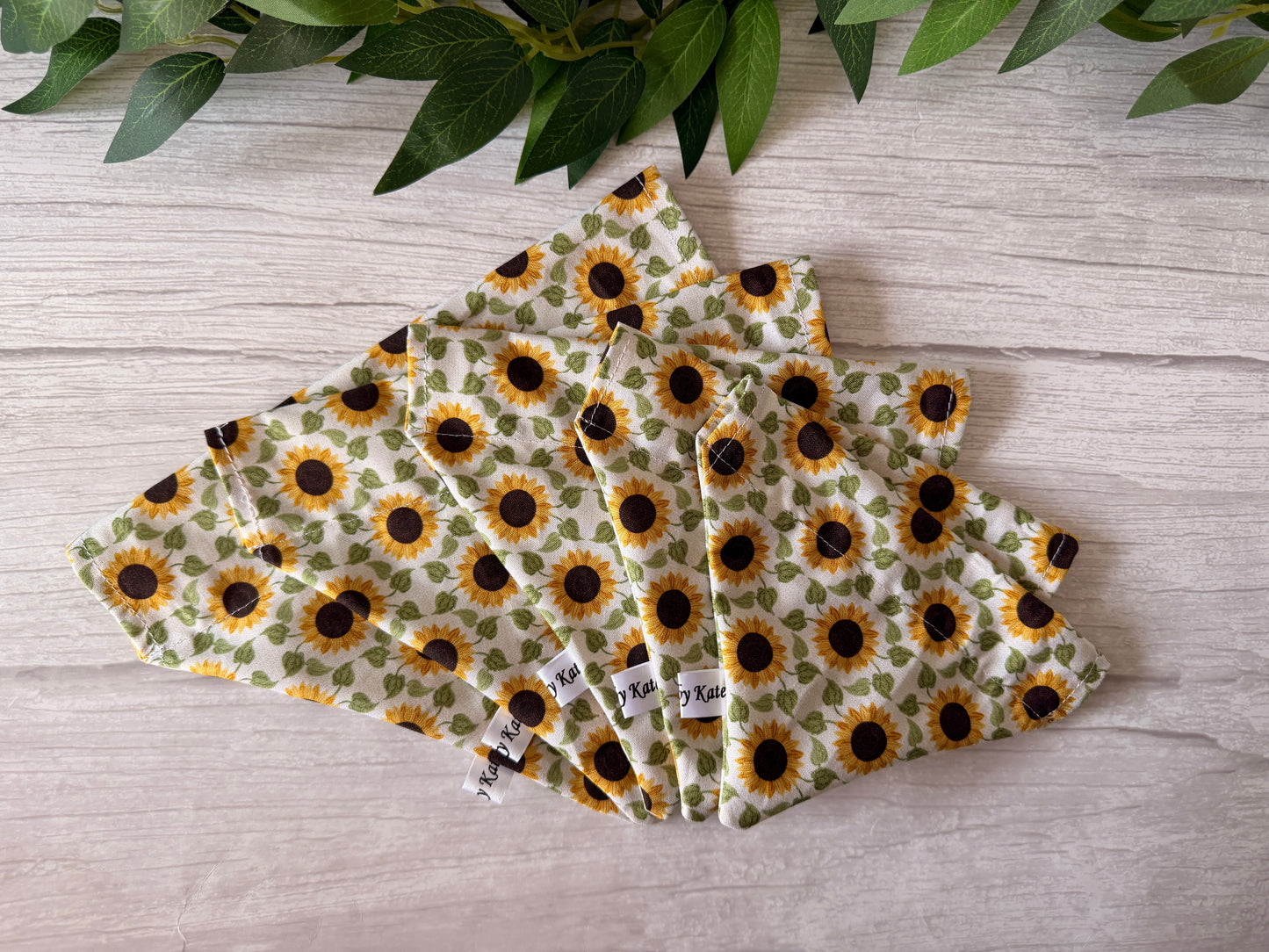 Cotton Pet Bandana with collar attachment - Sunny Sunflowers