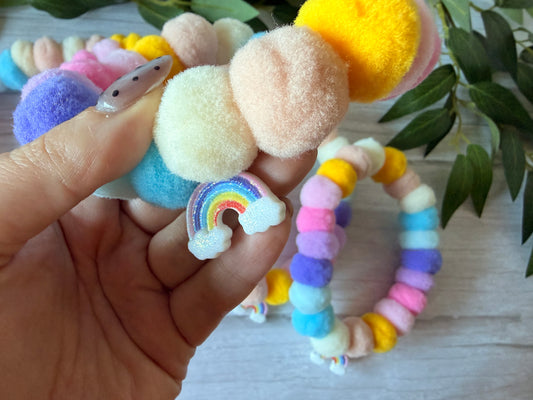 PomPom Pet Collar - Rainbow Love