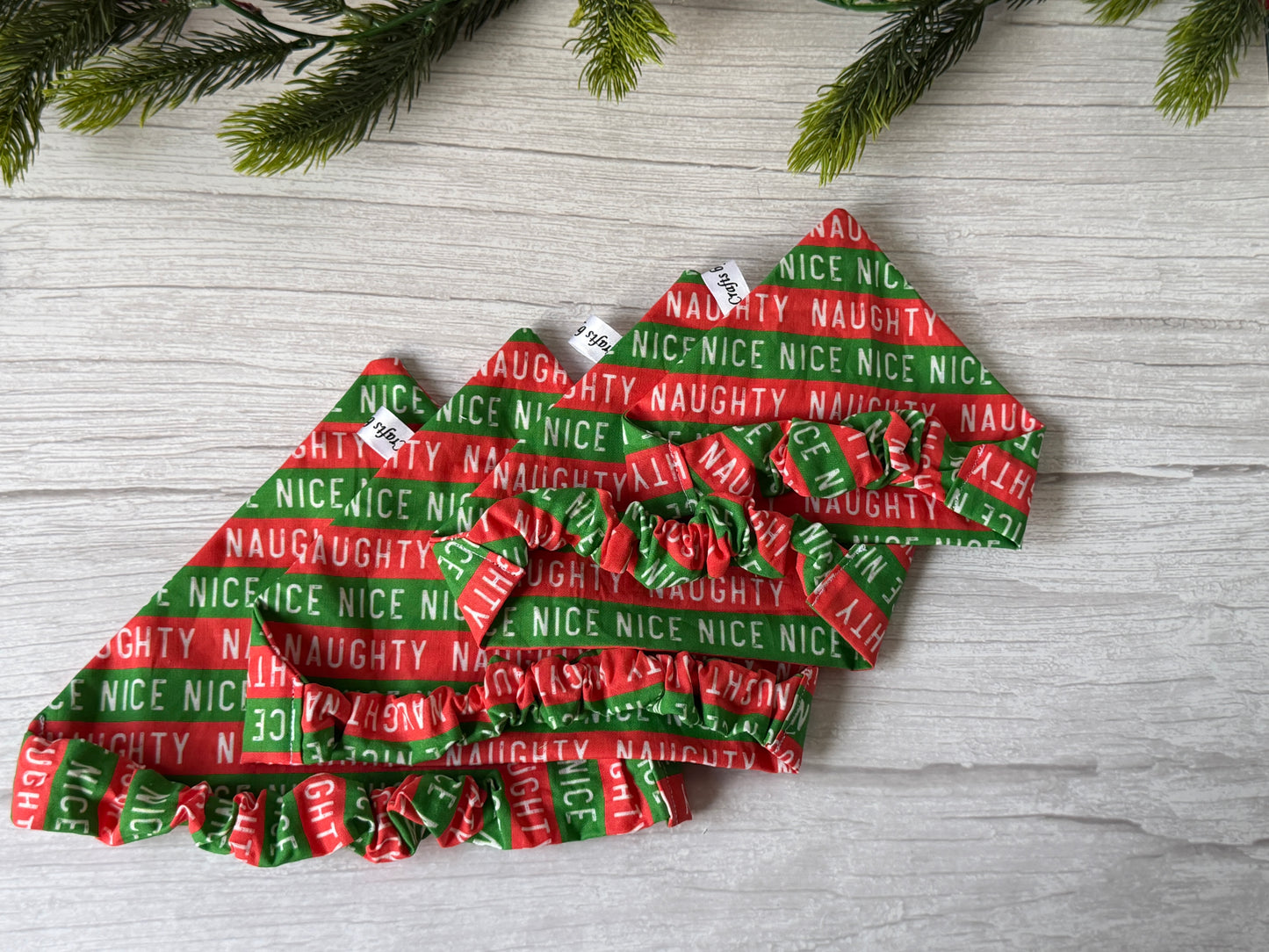 Cotton Pet Scrunchie Bandana - Naughty/Nice