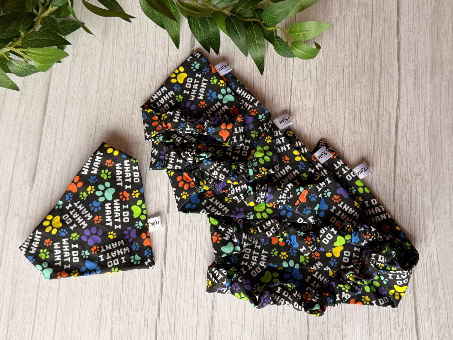 Cotton Pet Scrunchie Bandana - I do what I want