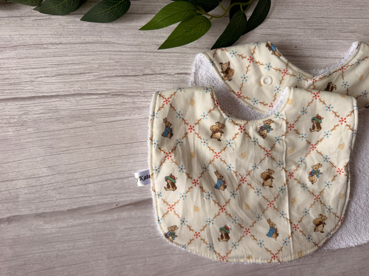 Cotton & Terry Towelling Baby Bibs - Peter Rabbit & Friends