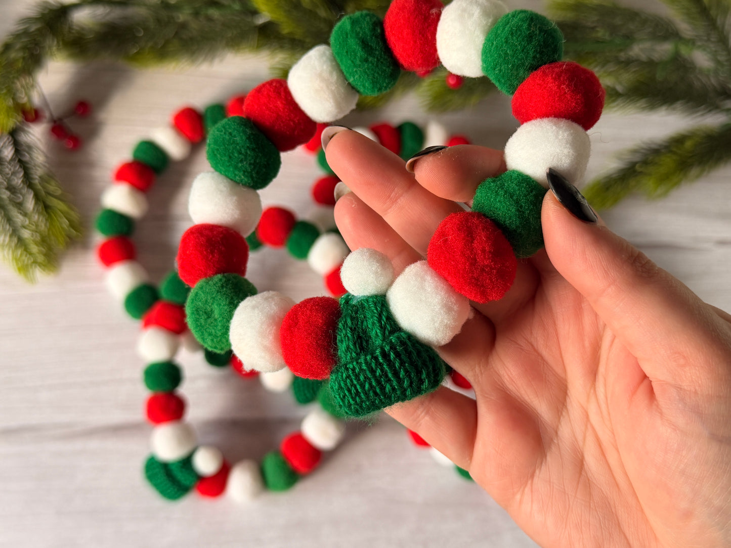 PomPom Pet Collar - Green Winter Hat