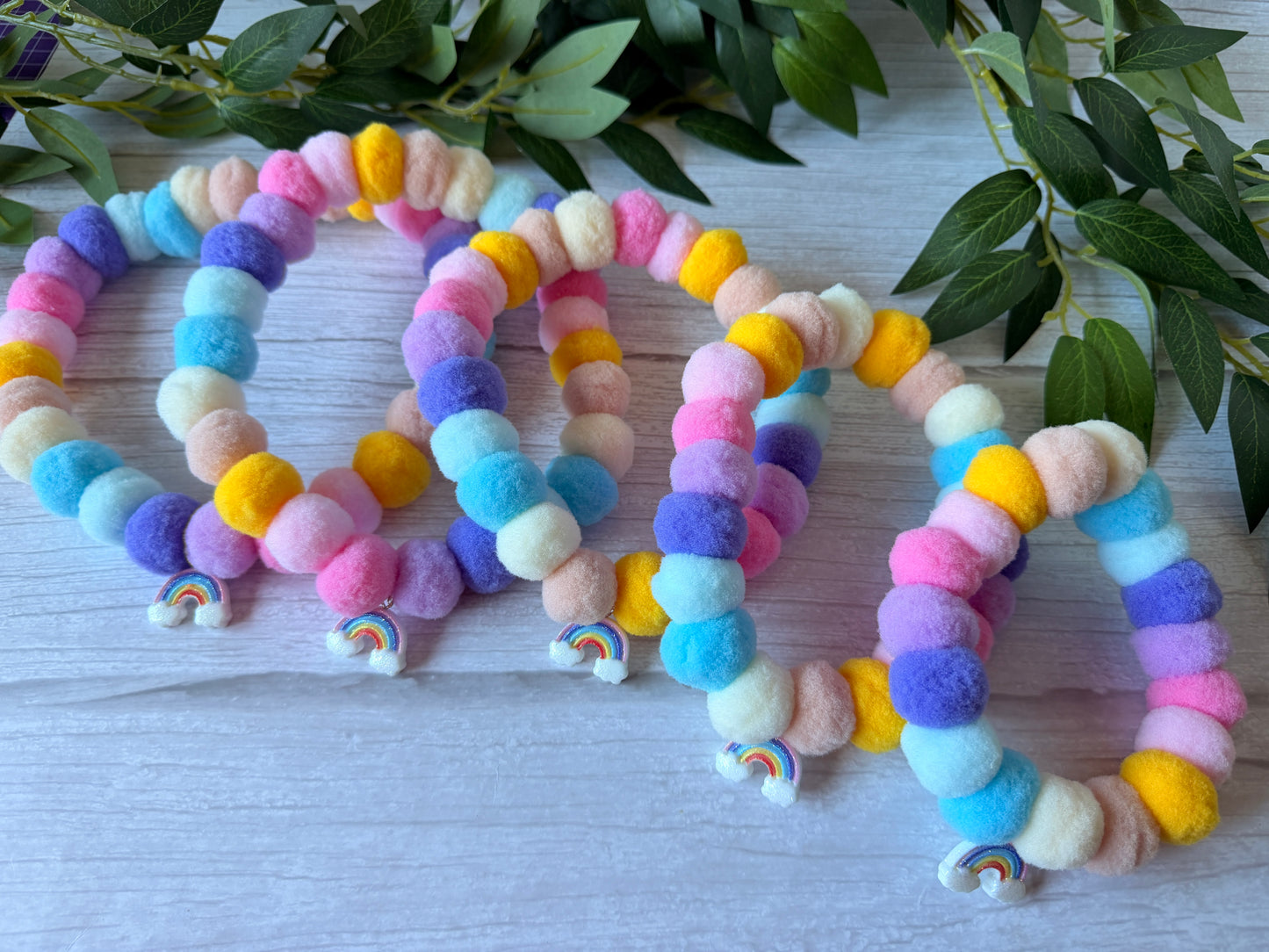 PomPom Pet Collar - Rainbow Love