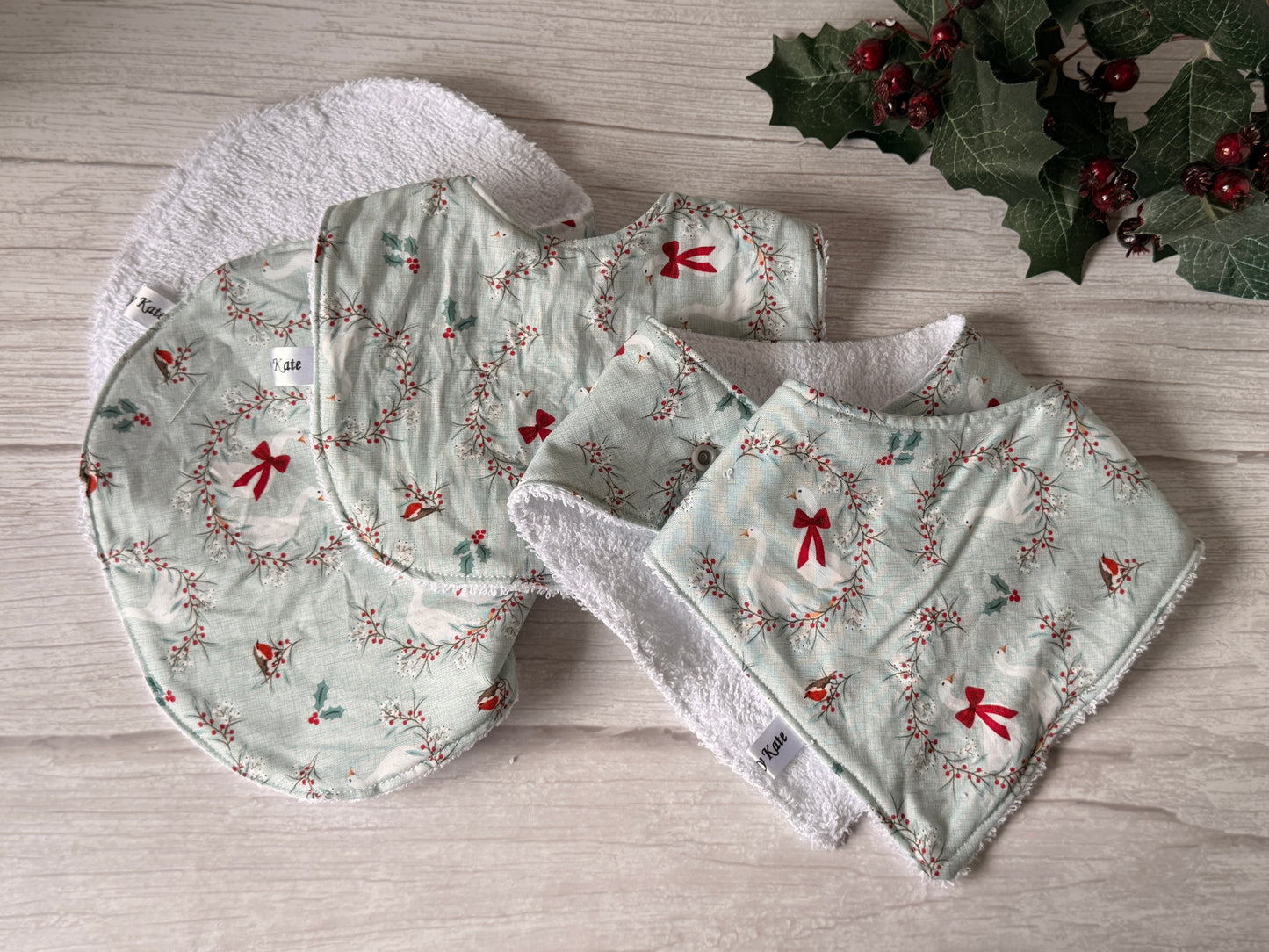 Cotton & Terry Towelling Baby Sets - Christmas Goose