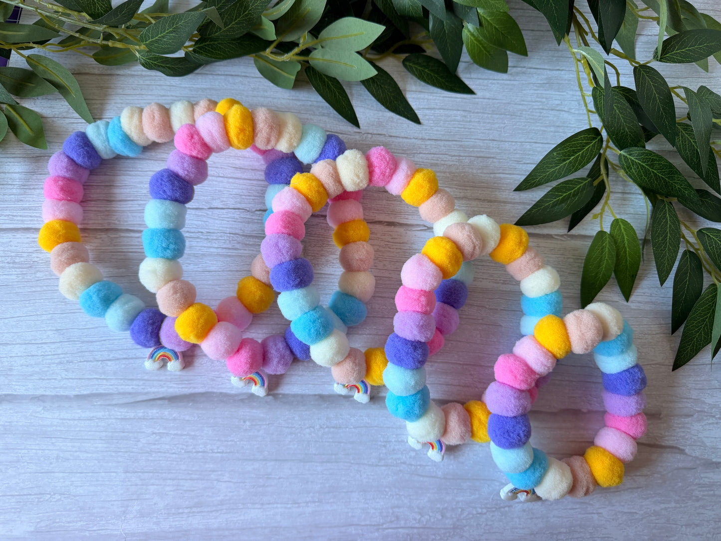 PomPom Pet Collar - Rainbow Love