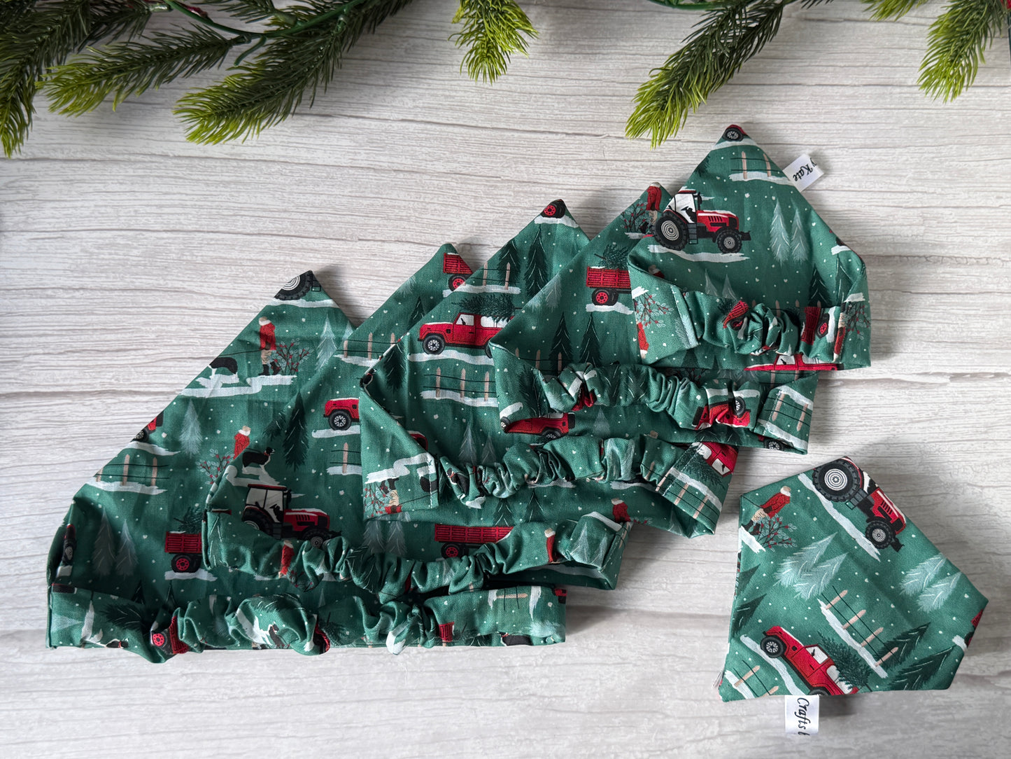 Cotton Pet Scrunchie Bandana - Christmas Farm
