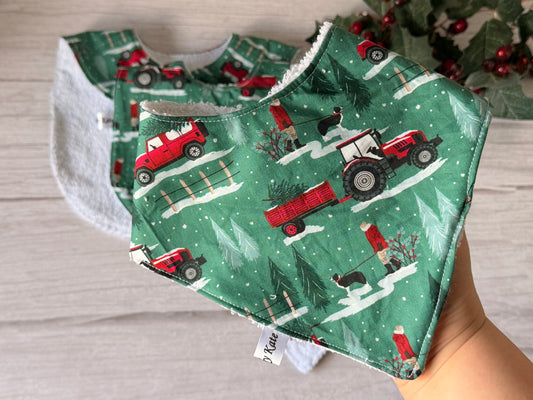 Cotton & Terry Towelling Baby Sets - Christmas Tractor