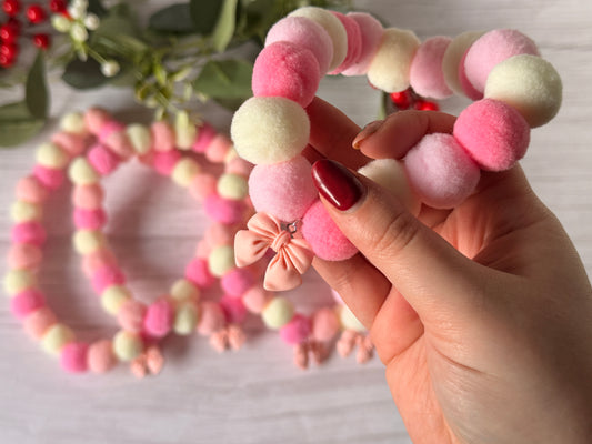PomPom Pet Collar - Pink Bows