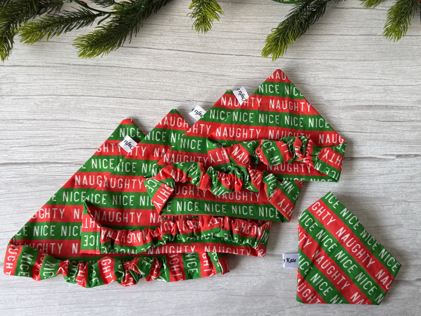 Cotton Pet Scrunchie Bandana - Naughty/Nice