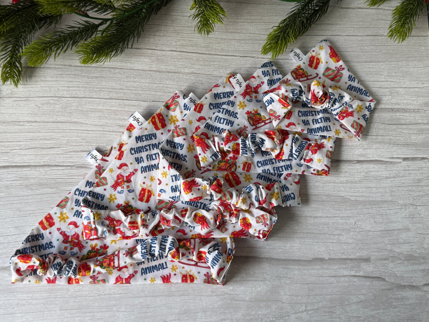 Cotton Pet Scrunchie Bandana - Merry Christmas ya filthy animal!