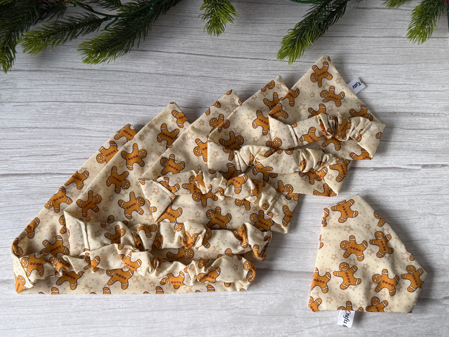 Cotton Pet Scrunchie Bandana - Gingebread lovers