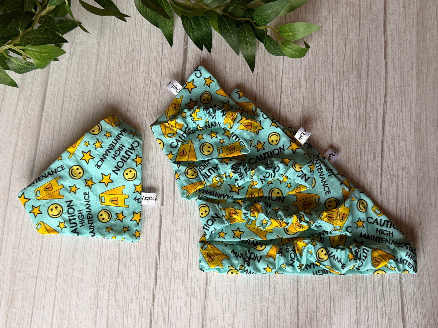 Cotton Pet Scrunchie Bandana - Caution High Maintenance