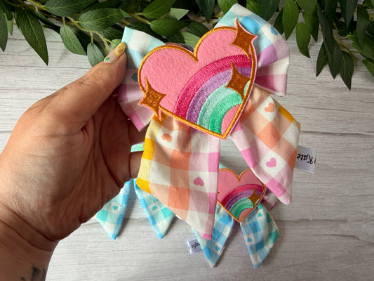 Pet Sailor Bows - Pride hearts