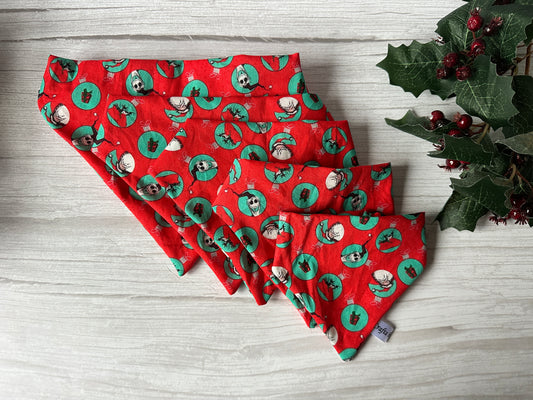 Cotton Pet Scrunchie Bandana - Jack Skeleton & Santa Claus