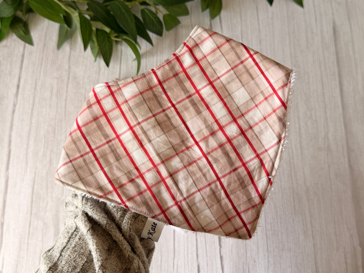 Cotton & Terry Towelling Baby Bibs - Tartan