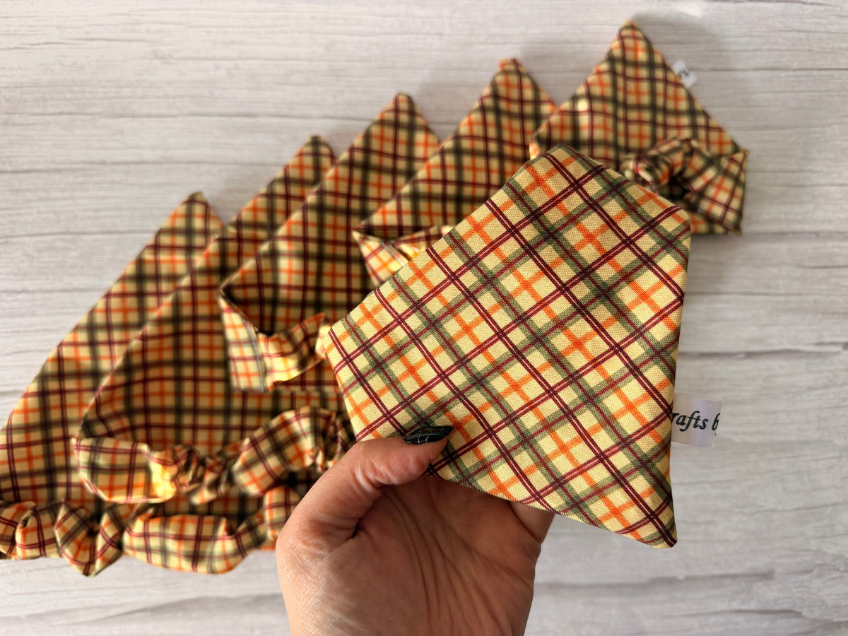Cotton Pet Scrunchie Bandana - Fall Tartan