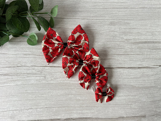 Cotton Pet Bow with collar attachment - Poppy Fields