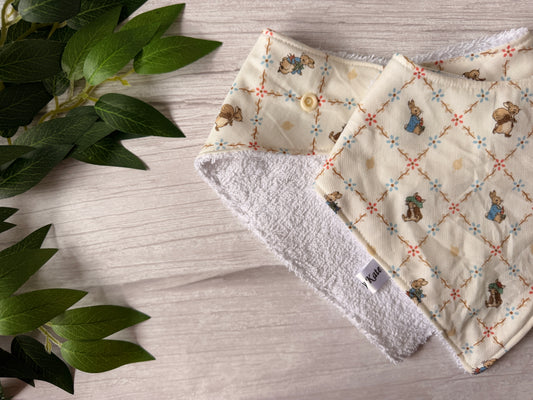 Cotton & Terry Towelling Baby Bibs - Peter Rabbit & Friends