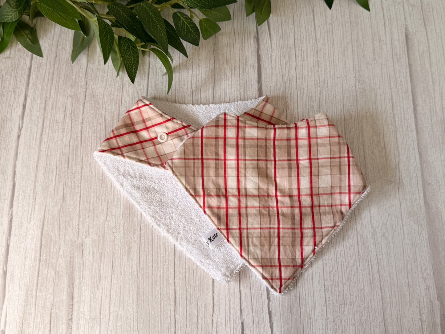 Cotton & Terry Towelling Baby Bibs - Tartan