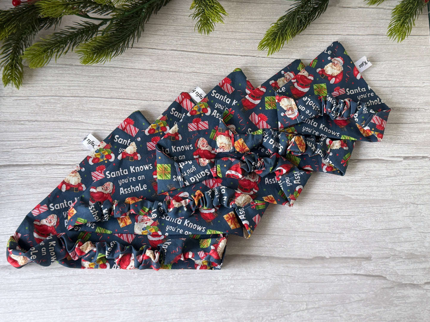 Cotton Pet Scrunchie Bandana - Santa knows