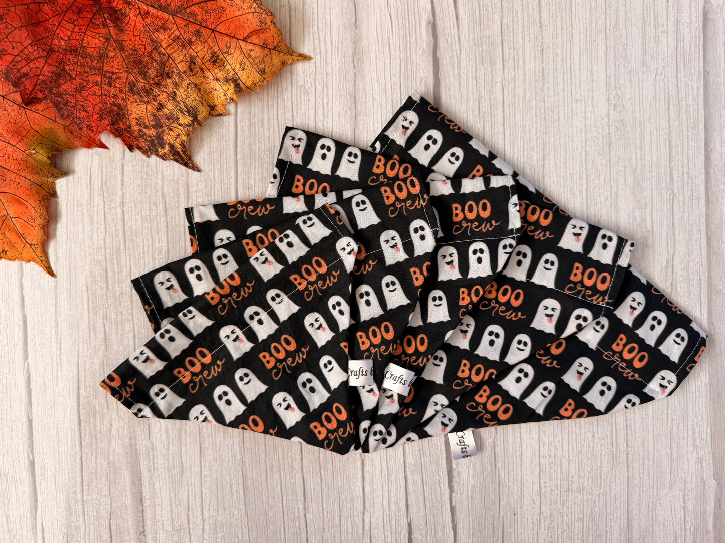 Cotton Pet Bandana with collar attachment - Boo Crew