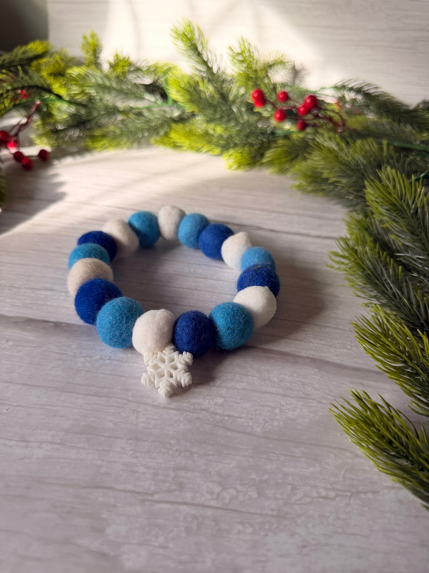 PomPom Pet Collar - Snowflakes