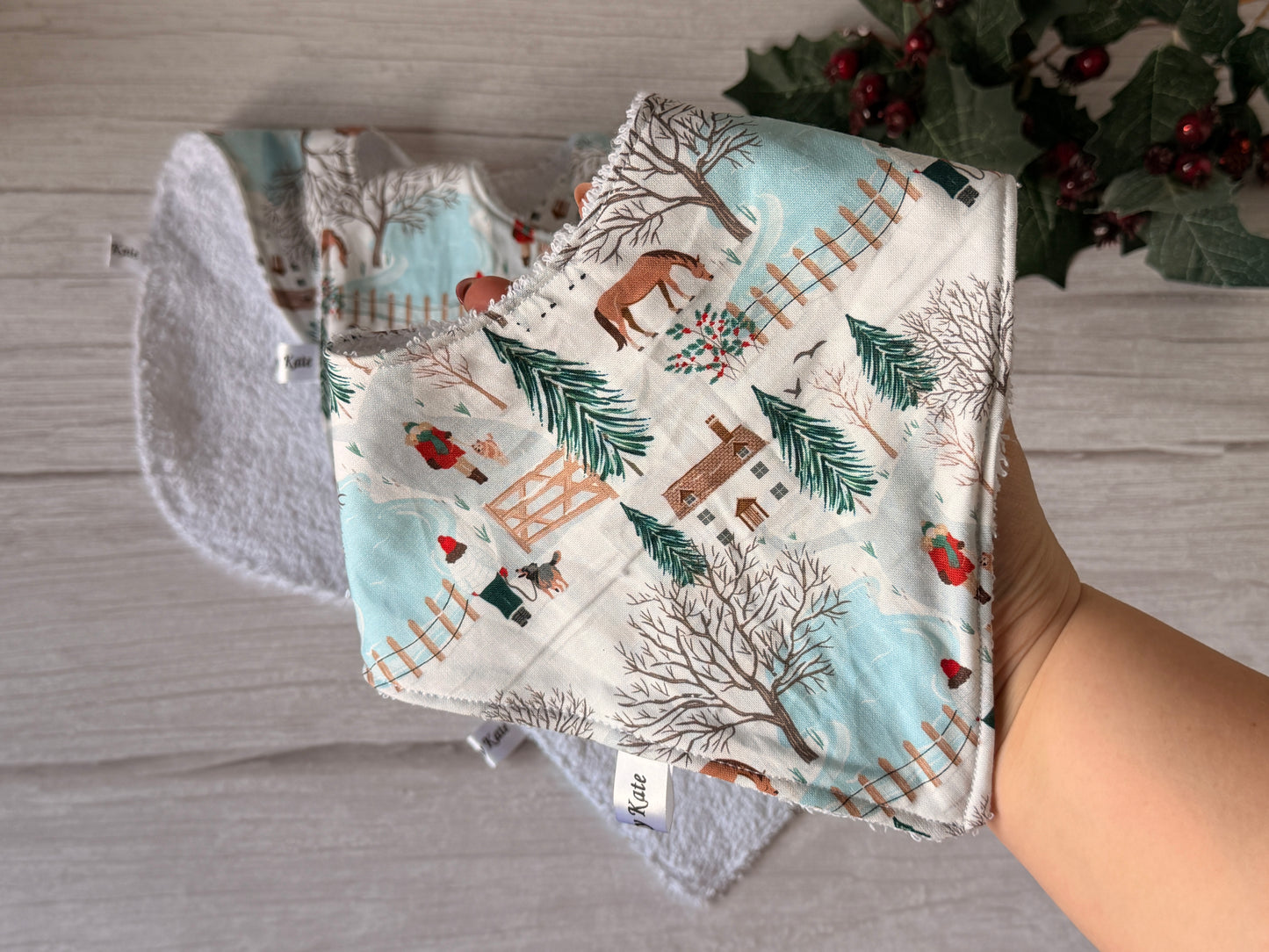 Cotton & Terry Towelling Baby Sets - Farm life at Christmas