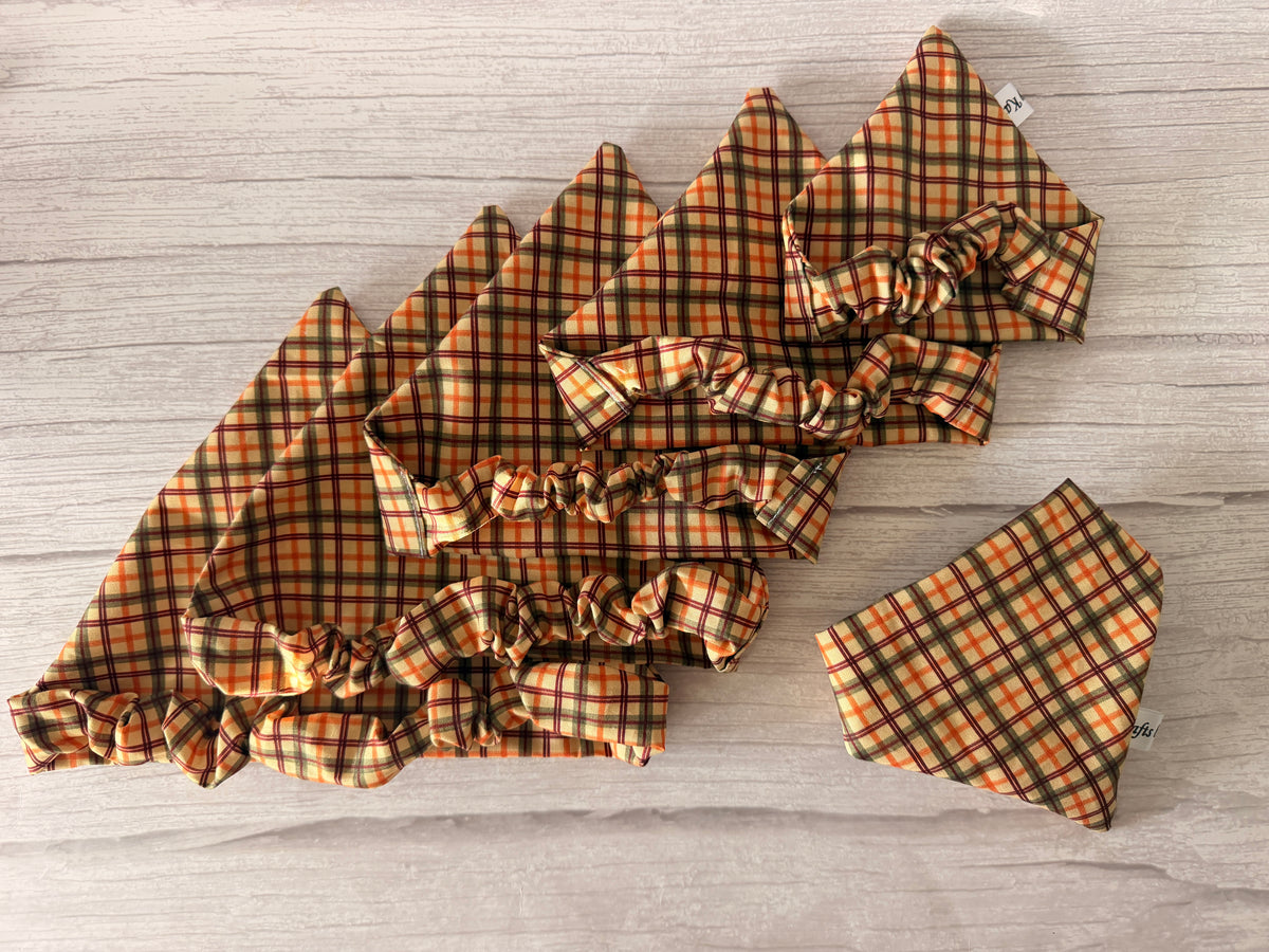 Cotton Pet Scrunchie Bandana - Fall Tartan